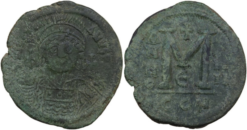 Justinian I (527-565). AE Follis. Constantinople mint. Dated year 13 (539/40 AD)...