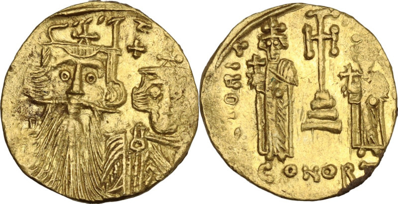 Constans II (641-668). AV Solidus. Constantinople mint, 9th officina. Struck cir...