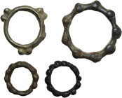 Celtic World. Lot of four (4) silver and bronze Celtic knobbed ring money. AR/AE. Various shapes and sizes.