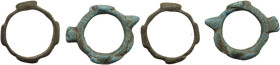 Celtic World. Lot of two (2) bronze Celtic knobbed ring money. On the outer surface patterns: geometric and animals (turtle and snake). Inner diameter...