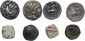 Celtic World. Lot of four (4) unclassified silver and bronze Celtic coins. AR/AE. Good preservation, interesting study lot.
