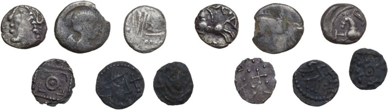 Celtic World. Lot of six (6) unclassified silver Celtic coins. AR. Interesting s...