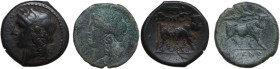 Greek Italy. Lot of two (2) bronze campanian denominations, including; Cales and Neapolis. AE.