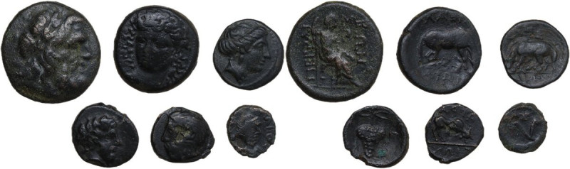 Continental Greece. Lot of six (6) bronze greek and coins. AE.