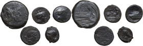 The Roman Republic. Lot of five (5) bronze roman republican coins. Various denominations. AE.