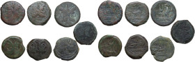 The Roman Republic. Lot of seven (7) unclassified AE Asses. AE. Good F:F:About F.