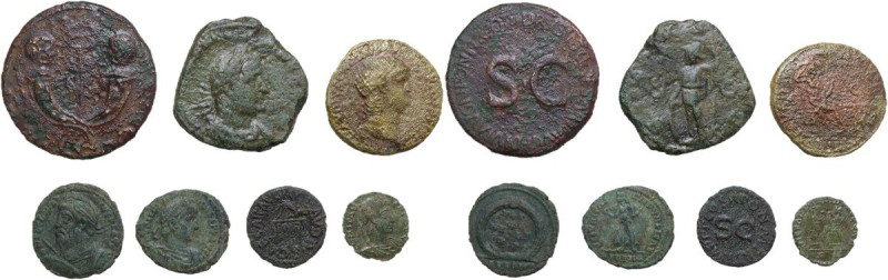 The Roman Empire. Lot of seven (7) unclassified AE denominations; including: Dru...