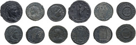 The Roman Empire. Lot of six (6) late antique coins, including; Philip II, Constantine I, Constantine II, Constantius II. AE.