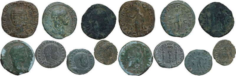 The Roman Empire. Lot of seven (7) unclassified AE denominations; including: Ota...