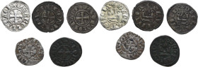Medieval. Lot of five (5) medieval coins, mainly latin orient. AR/BI.