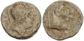 PB Tessera, 1st century BC-1st century AD. D/ Helmeted head of Mars right. R/ Head of horse right. PB. 2.03 g. 11.00 mm. For a comparison see the sick...