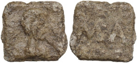PB Tessera, 14x13 mm, 1st century BC-1st century AD. D/ Male head right. R/ MA. PB. 3.04 g. About VF.