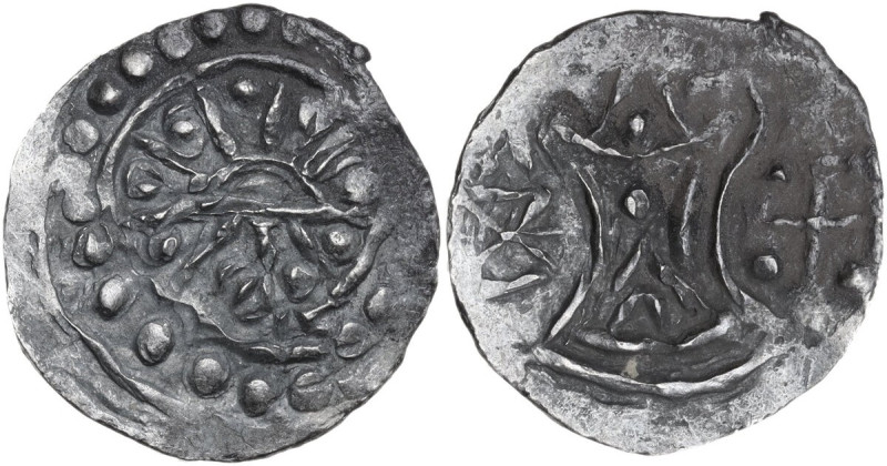 Cambodia. Kingdom of Funan. AR Quarter unit, 400-550 AD. Obv. Stylized sun. Rev....