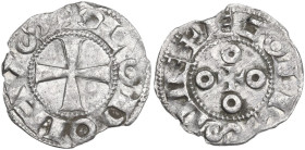 France. Louis d'Outremer (936-954). AR Denar, Angouleme mint. PdA 2646; Duplessy (feod.) 942. AR. 0.66 g. 17.50 mm. Good VF.