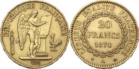 France. Third republic (1870-1940). AV 20 francs 1874 A, Paris mint. Gad. 1063; Fried. 592. AV. 6.46 g. 21.00 mm. AU.