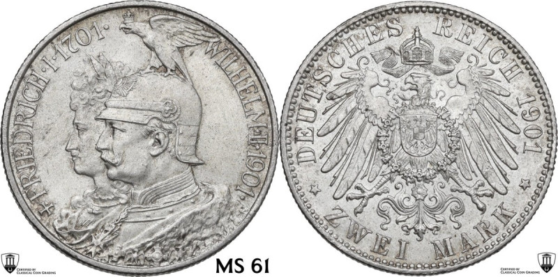 Germany. Prussia. Wilhelm II (1888-1918). AR 2 Mark 1901 A, Berlin mint. KM 525....