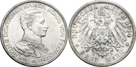 Germany. Prussia. Wilhelm II (1888-1918). AR 3 Mark, Berlin mint, 1914. Obv. Bust of Wilhelm in military uniform. Rev. Imperial eagle. KM 538. AR. 16....