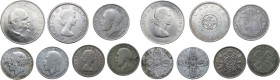 Great Britain. Lot of seven (7) Great Britain coins, including; (3) one florin 1921, 1923, 1933, half crown 1921, two shillings 1956, 1 dollar Canada ...