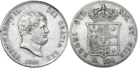 Italy. Ferdinando II di Borbone (1830-1859). AR 120 Grana or Piastra 1856, Napoli mint. P/R 85; MIR (Napoli) 503/5. AR. 37.00 mm. VF.