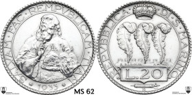 San Marino. Seconda monetazione (1931-1938). AR 20 lire 1933. Pag. (Regno) 344; KM 11. AR. 14.93 g. 35.00 mm. MS. Encapsulated by Classical Coin Gradi...