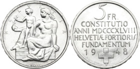 Switzerland. Confoederatio Helvetica. AR 5 francs 1948. Divo-Tobler 333. AR. 15.01 g. 31.00 mm. MS.