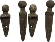 Roman period. Lot of two (2) bronze sword pendants. 29 mm and 37 mm.