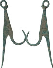 Roman period. Bronze hook. 84x29 mm. Rare to find intact.