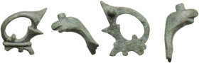 Roman period. Lot of two (2) bronze appliqués, probably parts of an handle and/or the decoration of acasket.