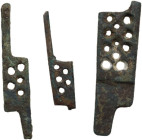 Roman period. Lot of three (3) bronze padlock latches.