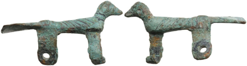 Late Roman period, circa 4th cent. AD. Bronze fibula cast in the form of a bird,...