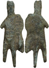 Late Roman period, Balkans. Bronze Hermes/Mercury figurine. Flat back. 49x17 mm.