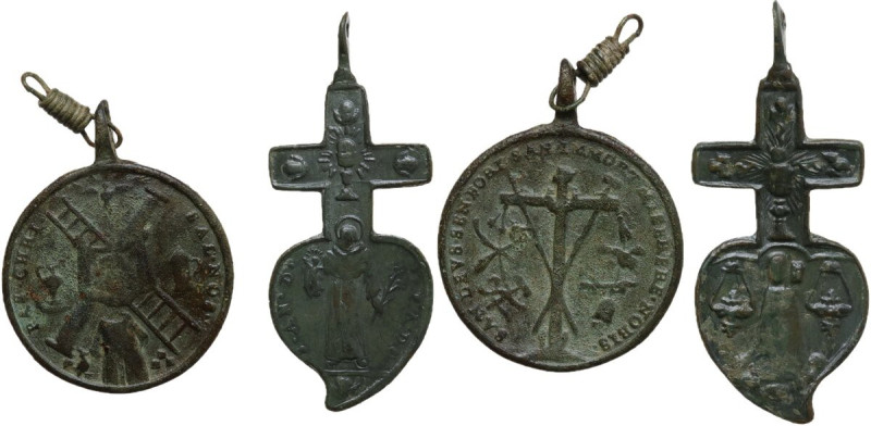 Reinassance. Lot of two (2) bronze votive pendants; one with S. Antonio and the ...