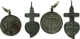 Reinassance. Lot of two (2) bronze votive pendants; one with S. Antonio and the Madonna di Loreto.
