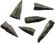 Miscellanea. Lot of six (6) bronze arrowheads.