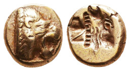 LESBOS, Mytilene. Circa 521-478 BC. EL Hekte Reference: Condition: Very Fine

 Weight: 2.5 gr Diameter: 10.4 mm