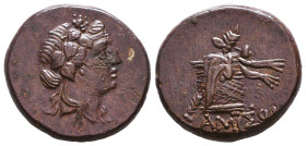 PONTOS. Amisos. Time of Mithradates VI Eupator (Circa 105-90 or 90-85 BC). Ae. Obv: Head of Dionysos right, wearing ivy wreath. Rev: AMIΣOY. Thyrsos l...