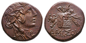 PONTOS. Amisos. Time of Mithradates VI Eupator (Circa 105-90 or 90-85 BC). Ae. Obv: Head of Dionysos right, wearing ivy wreath. Rev: AMIΣOY. Thyrsos l...
