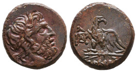 PONTOS. Amisos. Ae (Circa 100-85 BC). Obv: Laureate head of Zeus right. Rev: AMIΣOV. Eagle, with head right, standing left on thunderbolt Reference: C...