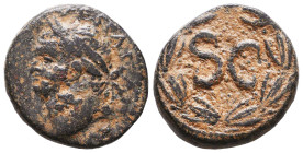 Roman Provincial Coins, Domitian. AD 81-96. Ae Reference: Condition: Very Fine

 Weight: 8,2 Diameter: 21,7