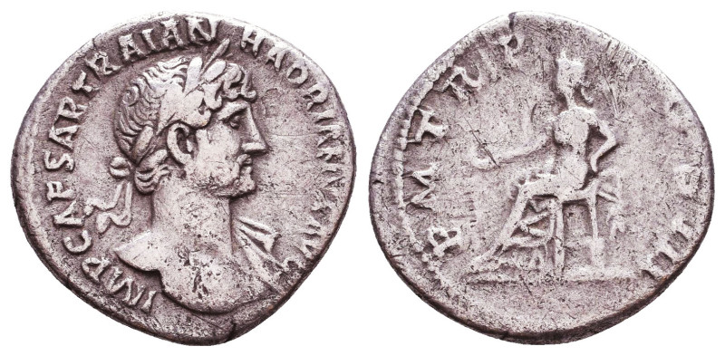 Hadrian. A.D. 117-138. AR denarius Reference: Condition: Very Fine

 Weight: 3...