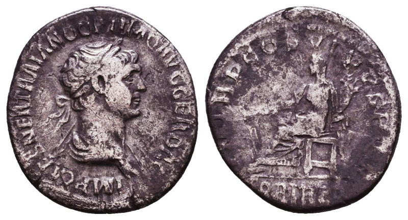 Trajan. A.D. 98-117. AR denarius Reference: Condition: Very Fine

 Weight: 2,8...