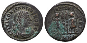 Constantius II. As Caesar, A.D. 324-337. AE follis Reference: Condition: Very Fine

 Weight: 2,3gr Diameter: 18,3mm