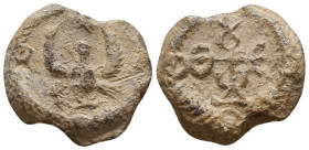 Lead Seals, 7th - 13th Centuries Reference: Condition: Very Fine

 Weight: 10,5gr Diameter: 22,6mm