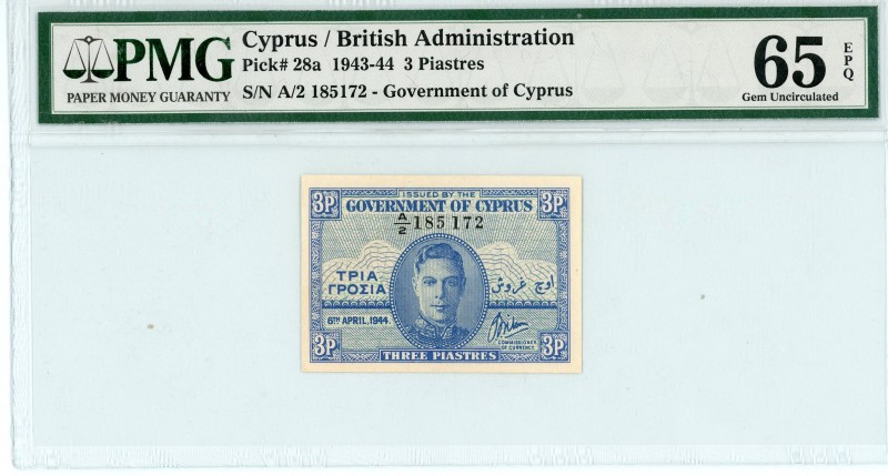 Cyprus (British Administration)
Government of Cyprus
3 Piastres 6th April 1944...