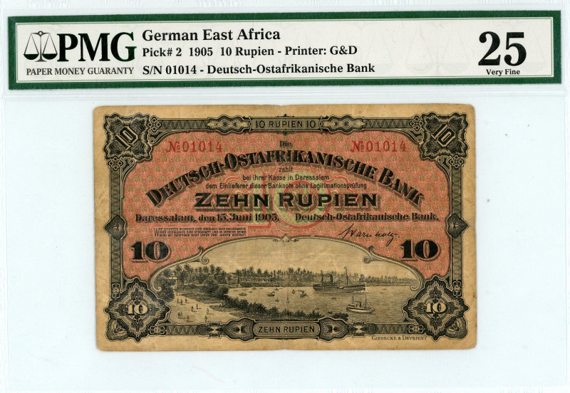 German East Africa
Deutsch-Ostafrikanische Bank
10 Rupien, 15th June 1905 
S/N 0...