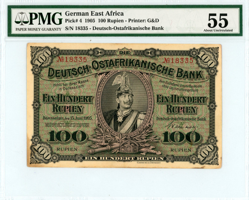 German East Africa
Deutsch-Ostafrikanische Bank
100 Rupien, 15h June 1905 
S/N 1...