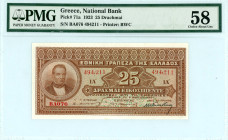 Greece
National Bank of Greece (ΕΘΝΙΚΗ ΤΡΑΠΕΖΑ ΤΗΣ ΕΛΛΑΔΟΣ)
25 Drachmai 5th March 1923
S/N BA076 494211
Printer Bradbury,Wilkinson & Co
Papadakis sign...