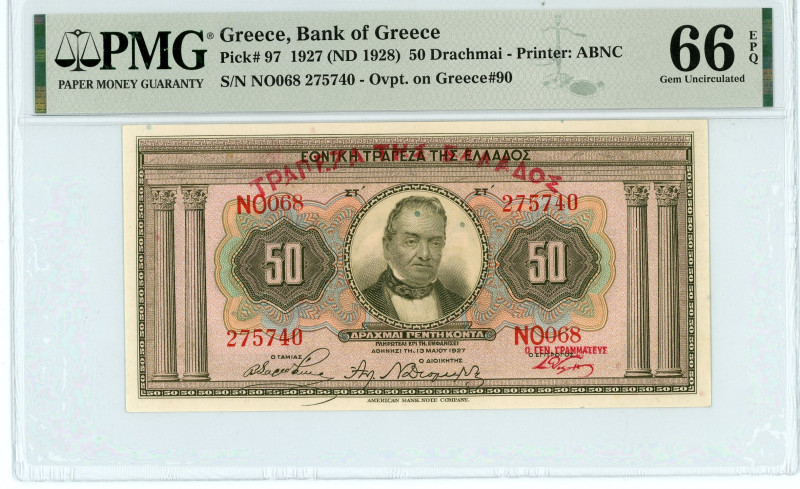 Greece
Bank of Greece (ΤΡΑΠΕΖΑ ΤΗΣ ΕΛΛΑΔΟΣ)
50 Drachmai, 13th May 1927
S/N NO068...