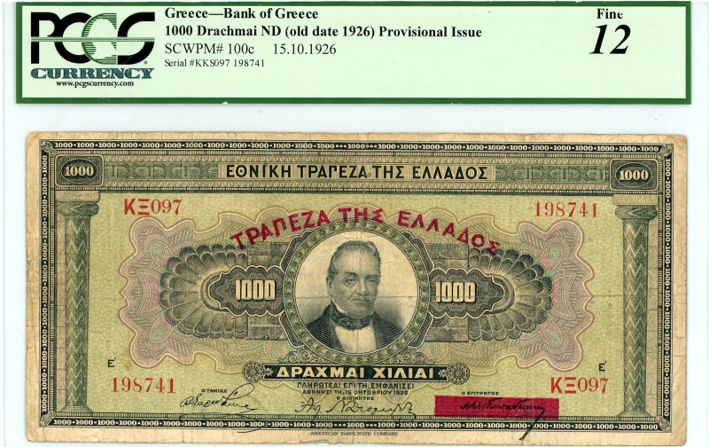 Greece
Bank of Greece (ΤΡΑΠΕΖΑ ΤΗΣ ΕΛΛΑΔΟΣ)
1000 Drachmai, 15th October 1926, Pr...