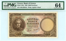 Greece
Bank of Greece (ΤΡΑΠΕΖΑ ΤΗΣ ΕΛΛΑΔΟΣ)
5.000 Drachmai, 28th October 1950
S/N αμ.359444
Printer Bank of Greece Athens
Pick 184a; Pitidis 168  Grad...